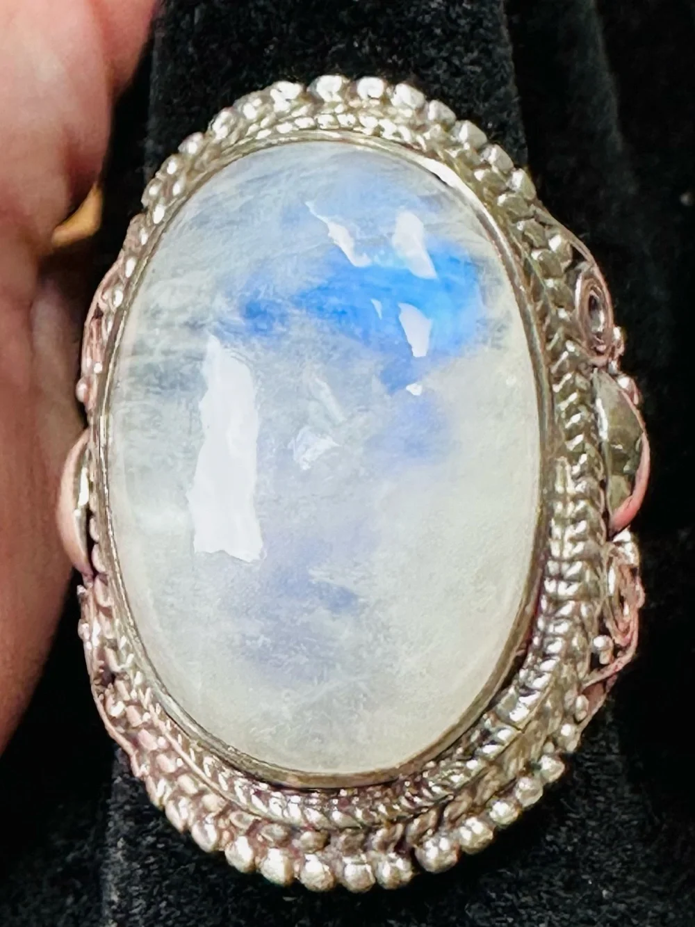 Handmade Rainbow Moonstone Statement Ring | Sterling Silver | One of a Kind